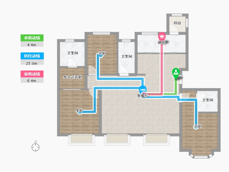 天津-天津市-万科翡翠大道39号楼,建面150m²-120.01-户型库-动静线