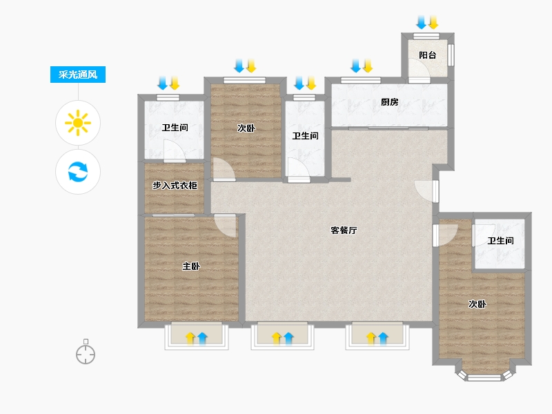 天津-天津市-万科翡翠大道39号楼,建面150m²-120.01-户型库-采光通风