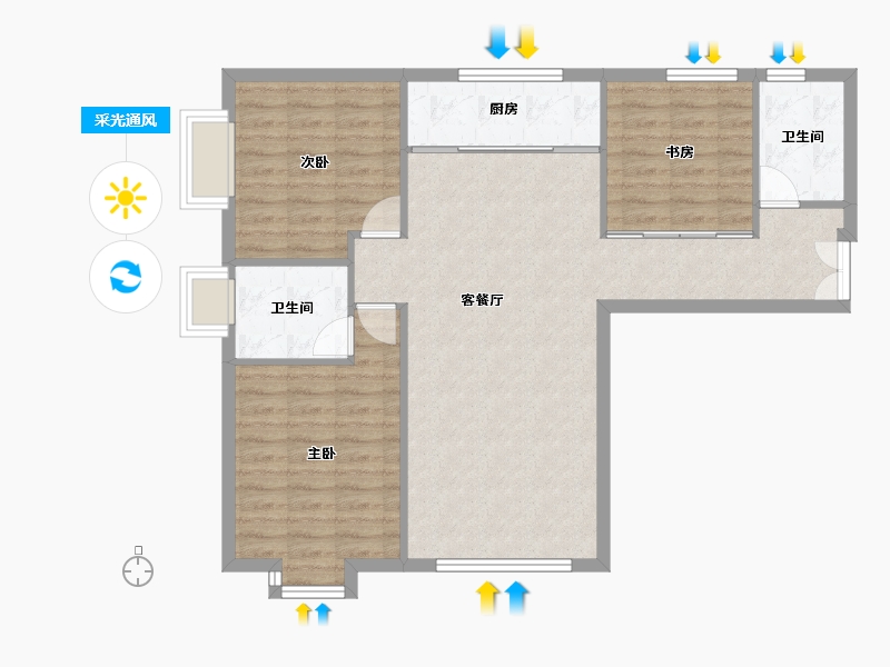 天津-天津市-宝安江南城三区19号楼,三区20号楼建面120m²-89.38-户型库-采光通风