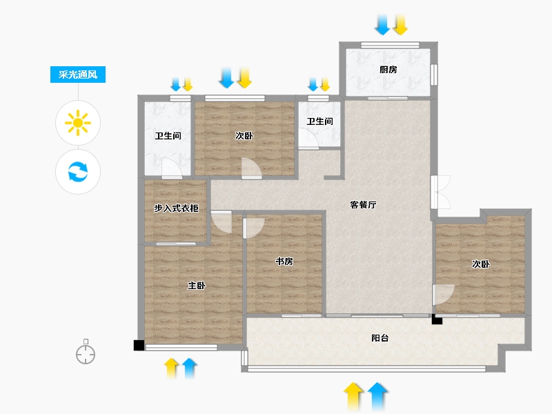 四川省-成都市-新希望锦官府10号楼,11号楼,15号楼145m²-125.46-户型库-采光通风