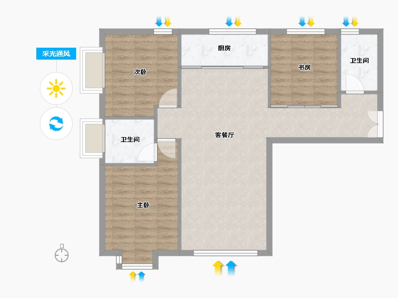 天津-天津市-宝安江南城三区21号楼,建面115m²-83.71-户型库-采光通风