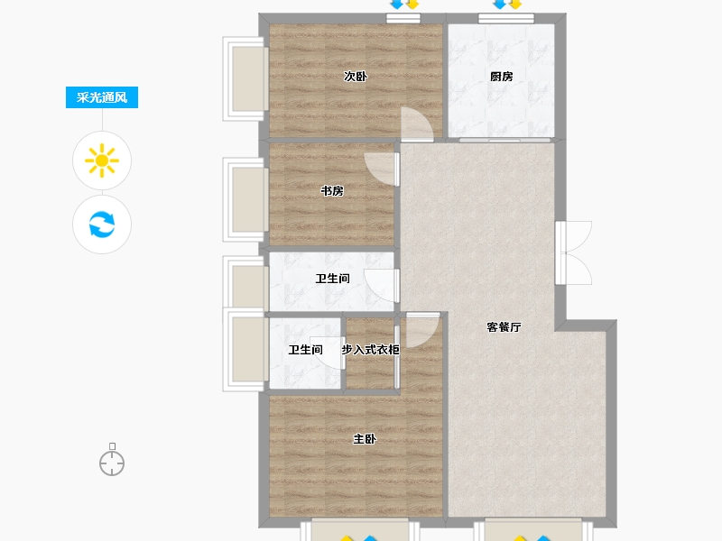 天津-天津市-宝安江南城建面110m²-81.07-户型库-采光通风