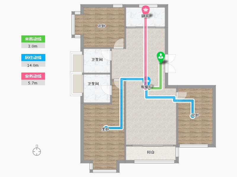 天津-天津市-宝安江南城三区24号楼,三区25号楼建面131m²-100.84-户型库-动静线