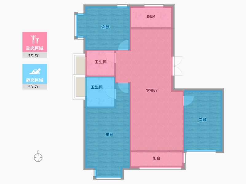 天津-天津市-宝安江南城三区24号楼,三区25号楼建面131m²-100.84-户型库-动静分区