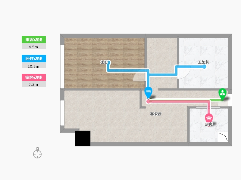 四川省-成都市-阿玛尼艺术公寓61m²-63.07-户型库-动静线