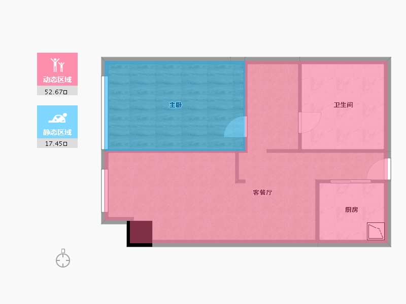 四川省-成都市-阿玛尼艺术公寓61m²-63.07-户型库-动静分区