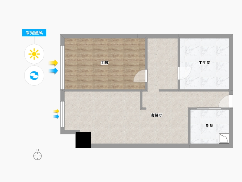 四川省-成都市-阿玛尼艺术公寓61m²-63.07-户型库-采光通风