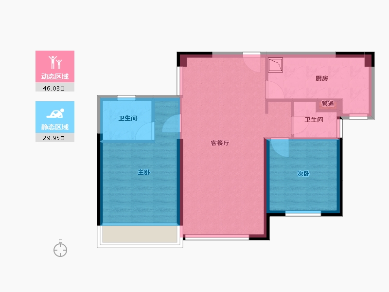 四川省-成都市-金沙宸宇公馆85m²-67.54-户型库-动静分区