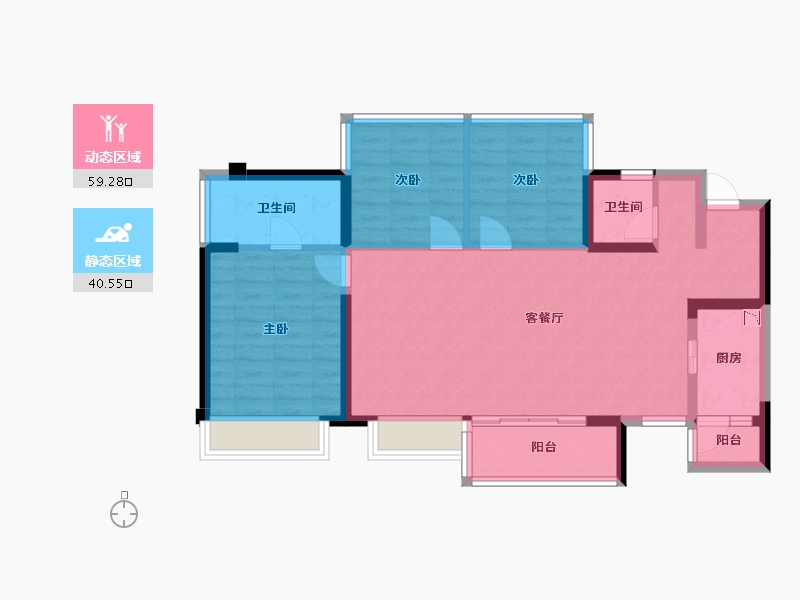 四川省-成都市-隆鑫印象东方1号楼111m²-89.30-户型库-动静分区