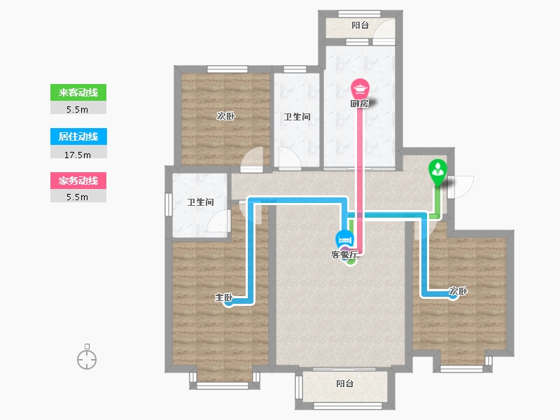 天津-天津市-荷塘悦色建面144m²-103.03-户型库-动静线