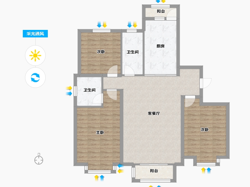 天津-天津市-荷塘悦色建面144m²-103.03-户型库-采光通风