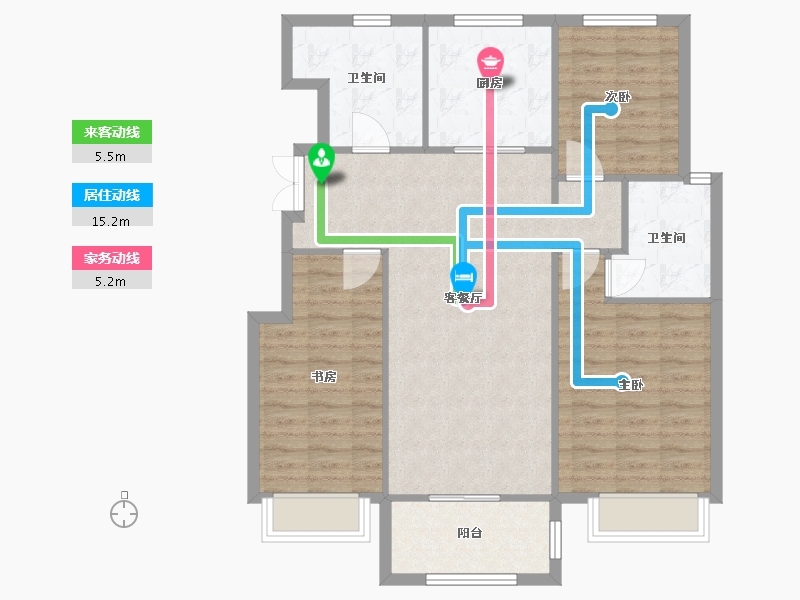 天津-天津市-中交樾公馆香邑花苑12号楼建面120m²-96.00-户型库-动静线