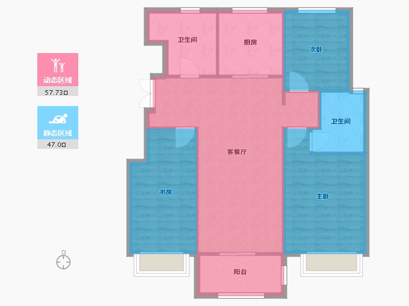 天津-天津市-中交樾公馆香邑花苑12号楼建面120m²-96.00-户型库-动静分区