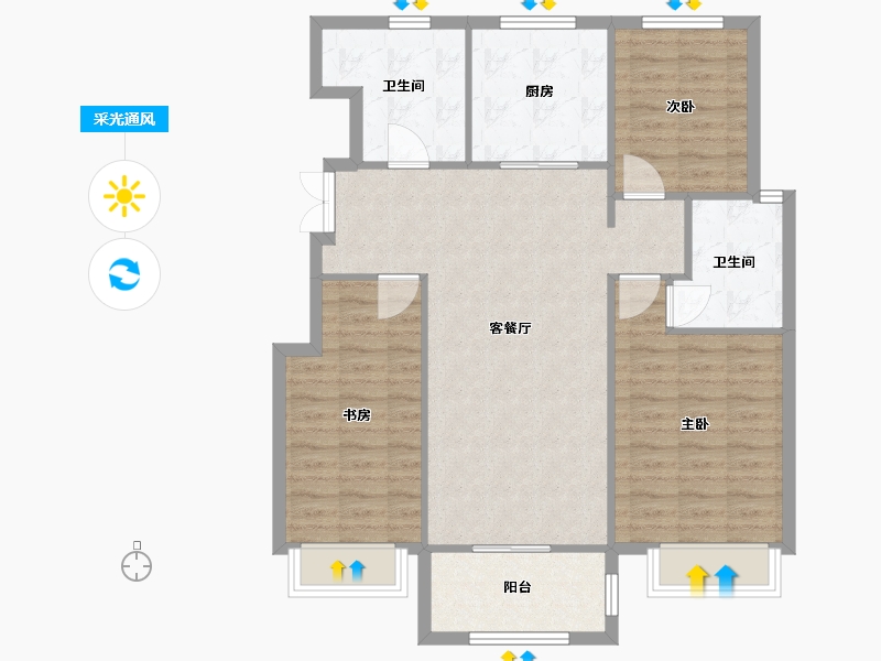 天津-天津市-中交樾公馆香邑花苑12号楼建面120m²-96.00-户型库-采光通风