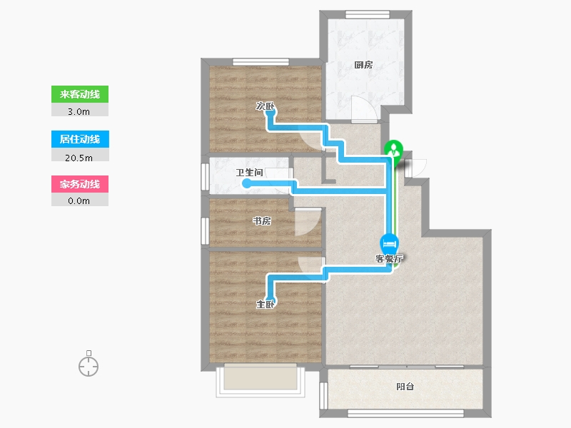 天津-天津市-中交樾公馆香邑花苑23号楼,34号楼建面96m²-76.80-户型库-动静线