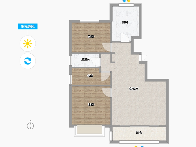 天津-天津市-中交樾公馆香邑花苑23号楼,34号楼建面96m²-76.80-户型库-采光通风