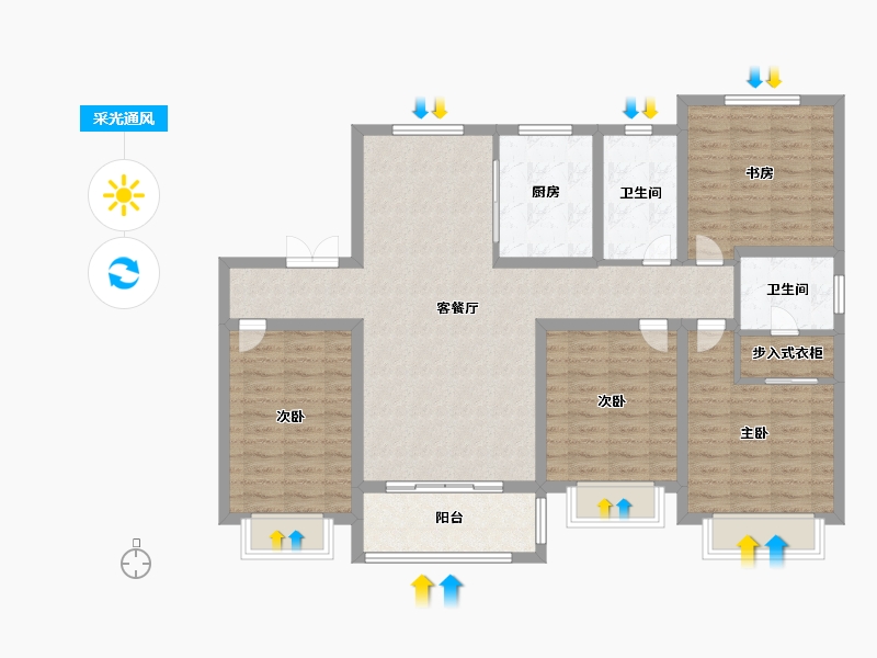 天津-天津市-融侨方圆汀兰苑34号楼建面143m²-114.39-户型库-采光通风