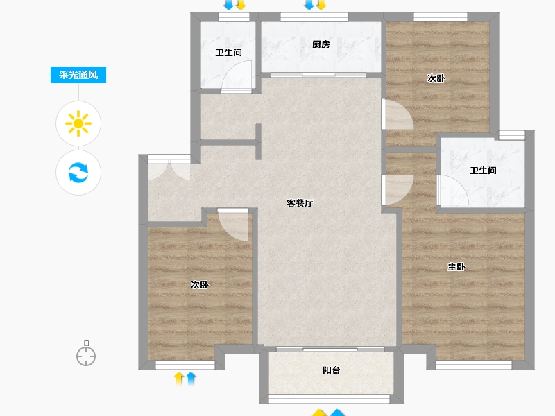 天津-天津市-蓝光雍锦半岛鹭岭景园51号楼,鹭岭景园52号楼,鹭岭景园53号楼,51栋,52栋,-76.69-户型库-采光通风