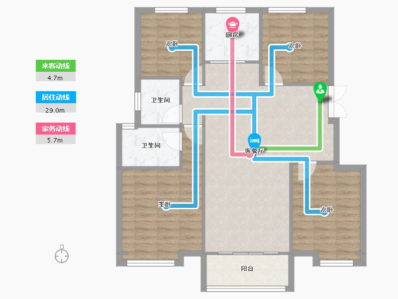 天津-天津市-蓝光雍锦半岛鹭岭景园58号楼,鹭岭景园55号楼,鹭岭景园56号楼,鹭岭景园57号楼,-94.01-户型库-动静线