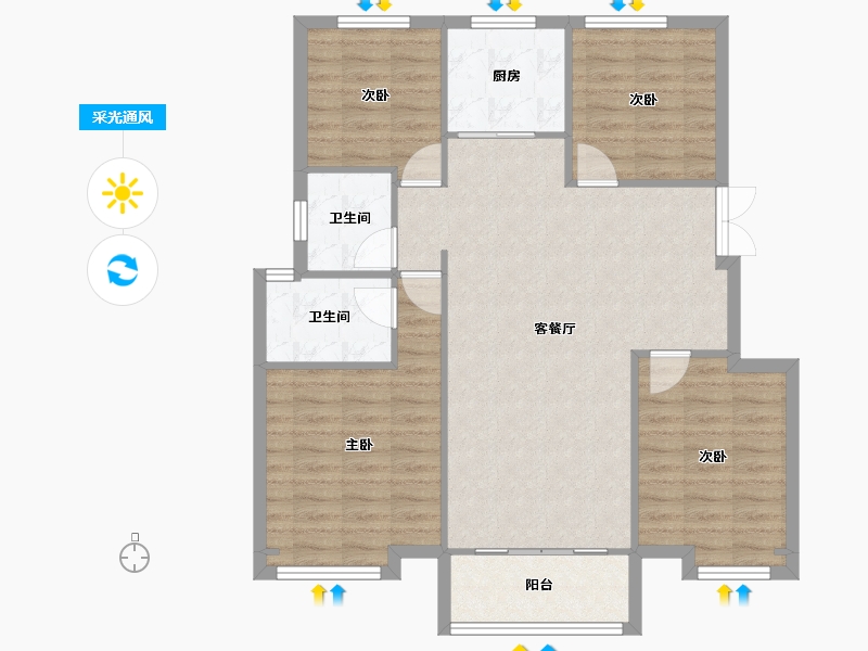 天津-天津市-蓝光雍锦半岛鹭岭景园58号楼,鹭岭景园55号楼,鹭岭景园56号楼,鹭岭景园57号楼,-94.01-户型库-采光通风