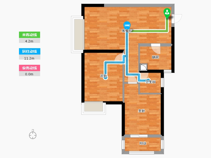 河南省-郑州市-汇泉景悦城建面77m2-61.60-户型库-动静线