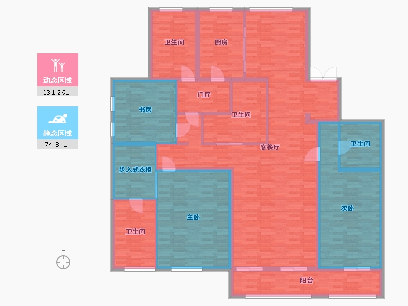 河南省-郑州市-金领九如意建面237m2-187.40-户型库-动静分区