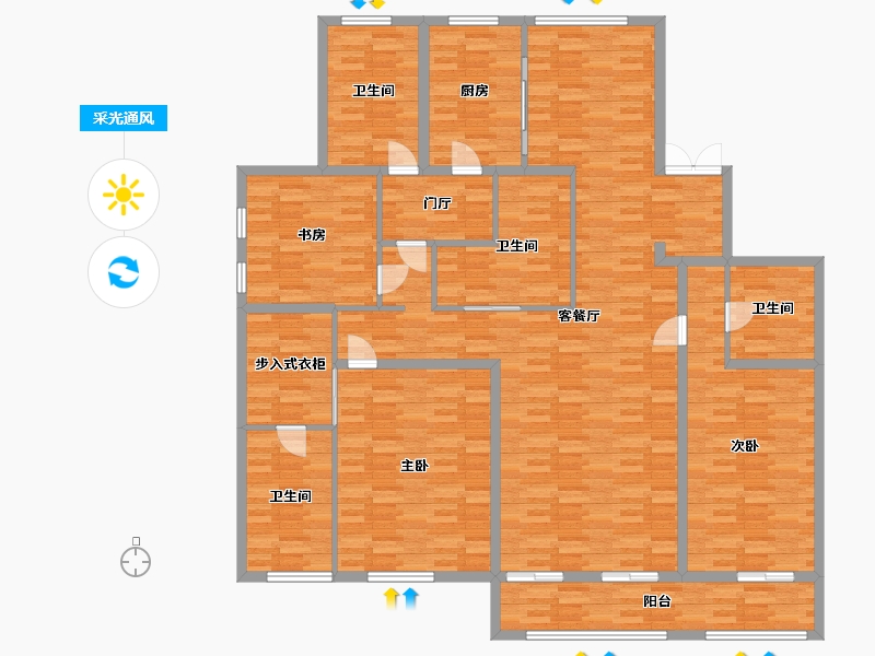 河南省-郑州市-金领九如意建面237m2-187.40-户型库-采光通风