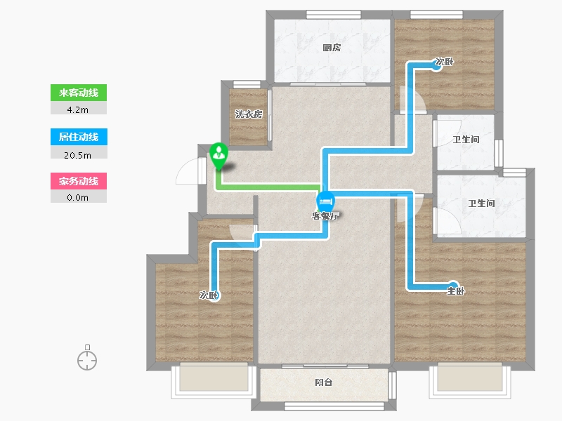 天津-天津市-龙湖首创禧瑞郦城1号楼,2号楼,3号楼,4号楼,6号楼,7号楼建面118m²-90.70-户型库-动静线