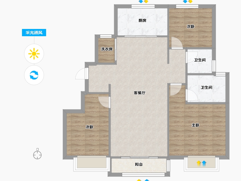 天津-天津市-龙湖首创禧瑞郦城1号楼,2号楼,3号楼,4号楼,6号楼,7号楼建面118m²-90.70-户型库-采光通风