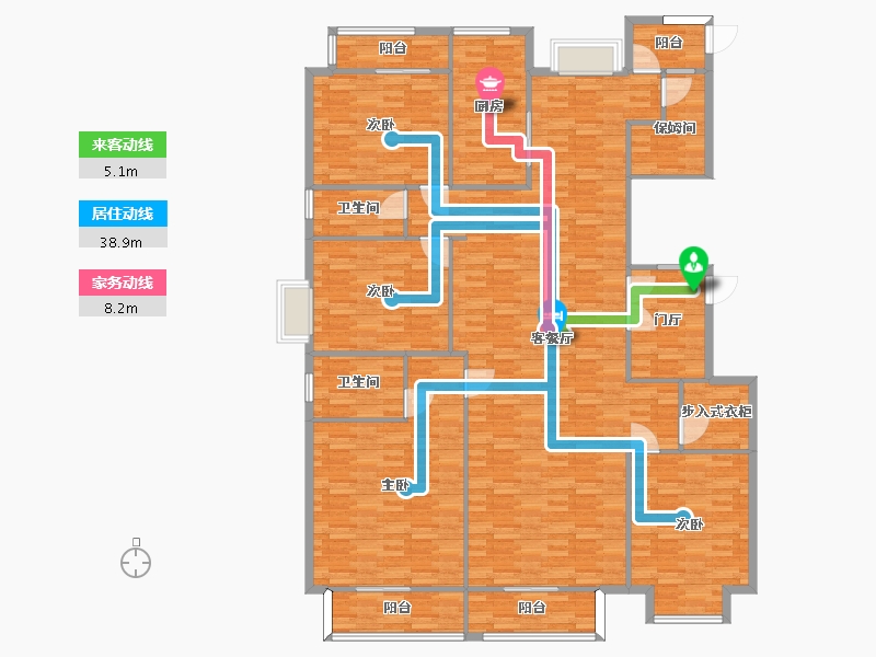 河南省-郑州市-润城时光里建面242m2-193.60-户型库-动静线