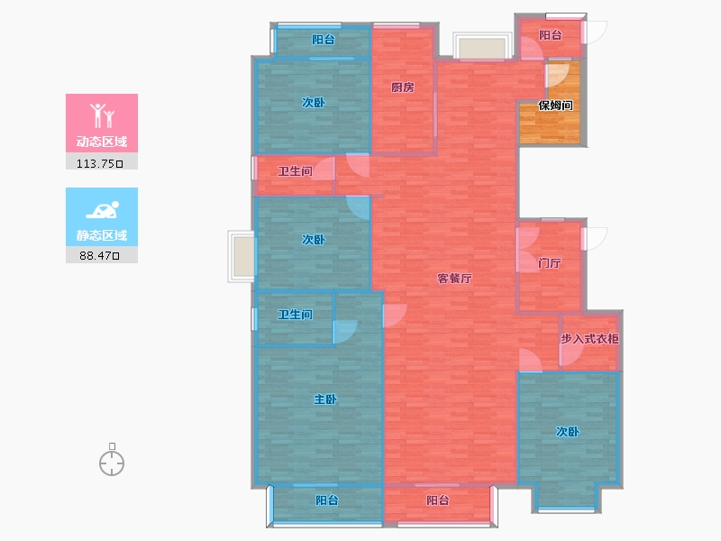 河南省-郑州市-润城时光里建面242m2-193.60-户型库-动静分区