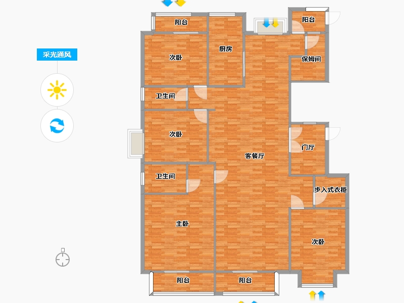 河南省-郑州市-润城时光里建面242m2-193.60-户型库-采光通风