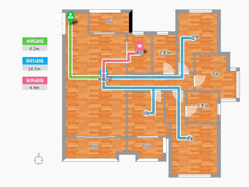 河南省-郑州市-星联御象湖3号楼5号楼建面141m2-112.80-户型库-动静线