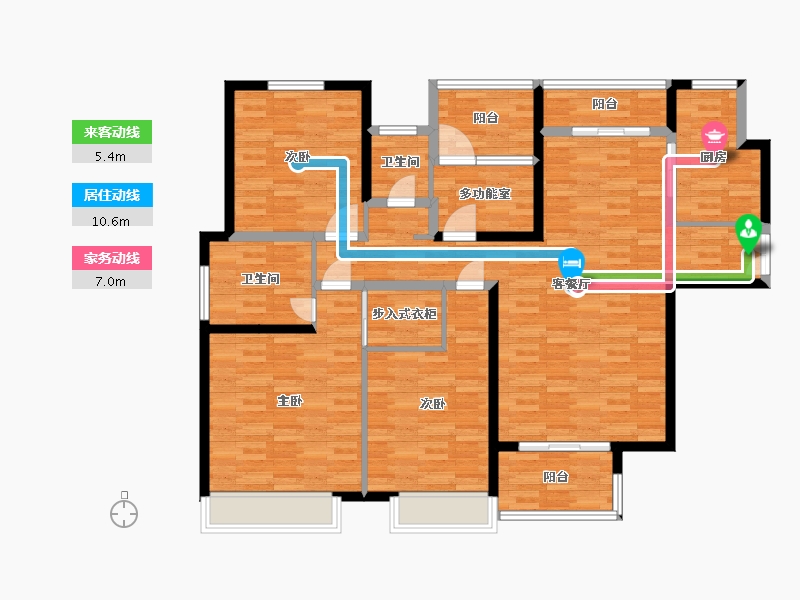 河南省-郑州市-英地金台府邸建面163m2-130.39-户型库-动静线