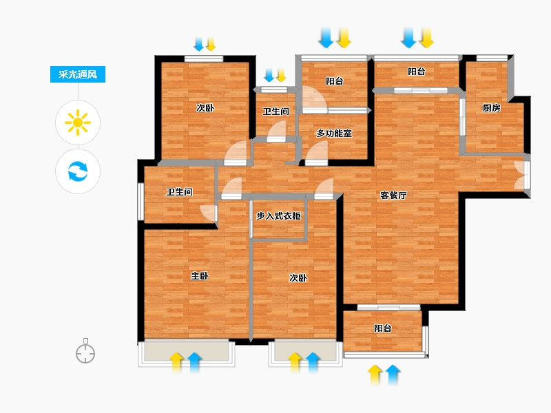 河南省-郑州市-英地金台府邸建面163m2-130.39-户型库-采光通风