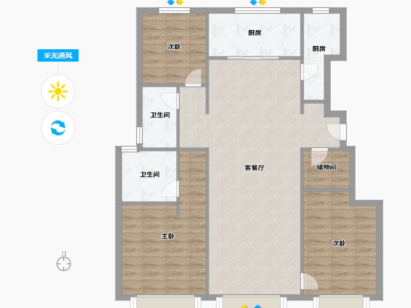 天津-天津市-万科西华府芳华苑1号楼,芳华苑2号楼,芳华苑43号楼,1号楼,2号楼,38号楼-100.00-户型库-采光通风