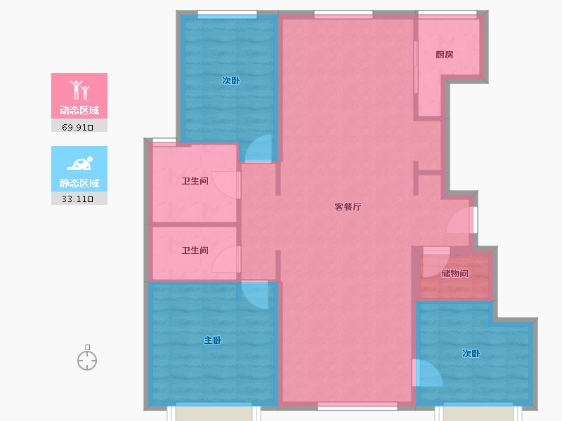 天津-天津市-万科西华府芳华苑3号楼,芳华苑4号楼,芳华苑5号楼,芳华苑6号楼,芳华苑33号楼,-92.81-户型库-动静分区