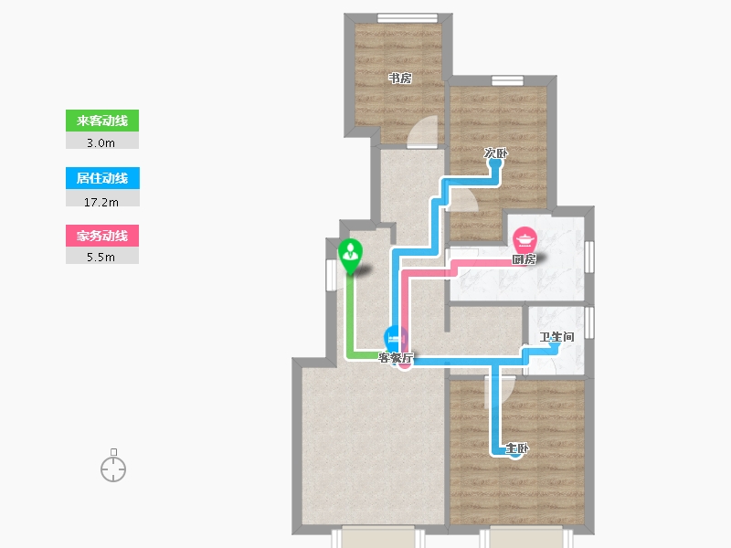 天津-天津市-万科西庐文韵园33号楼,文韵园32号楼,文韵园18号楼,文韵园19号楼,文韵园20号-66.71-户型库-动静线