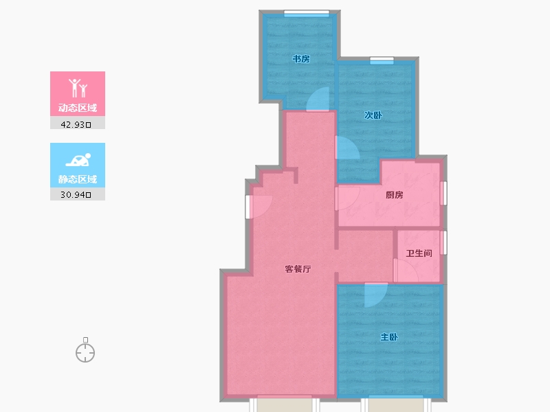 天津-天津市-万科西庐文韵园33号楼,文韵园32号楼,文韵园18号楼,文韵园19号楼,文韵园20号-66.71-户型库-动静分区