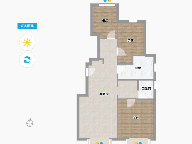 天津-天津市-万科西庐文韵园33号楼,文韵园32号楼,文韵园18号楼,文韵园19号楼,文韵园20号-66.71-户型库-采光通风