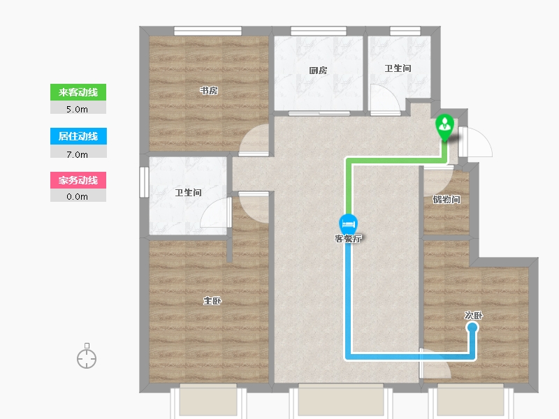 天津-天津市-万科西庐文韵园31号楼,文韵园30号楼,文韵园24号楼,文韵园25号楼,学韵园19号-75.07-户型库-动静线