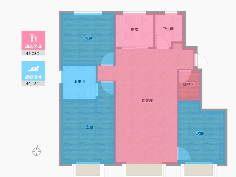 天津-天津市-万科西庐文韵园31号楼,文韵园30号楼,文韵园24号楼,文韵园25号楼,学韵园19号-75.07-户型库-动静分区