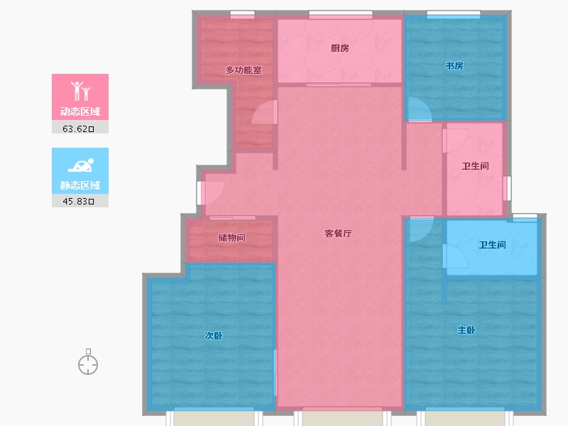 天津-天津市-万科西庐学韵园20号楼,学韵园21号楼建面125m²-100.00-户型库-动静分区