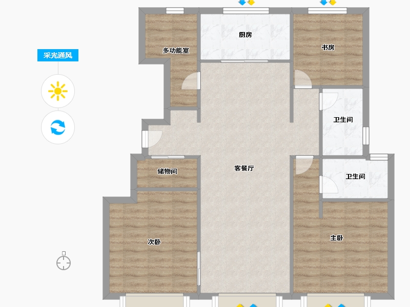 天津-天津市-万科西庐学韵园20号楼,学韵园21号楼建面125m²-100.00-户型库-采光通风