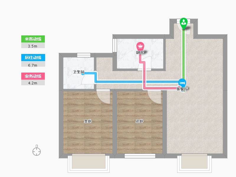 天津-天津市-天房北宁公元天博雅苑1号楼,天博雅苑2号楼建面88m²-56.66-户型库-动静线