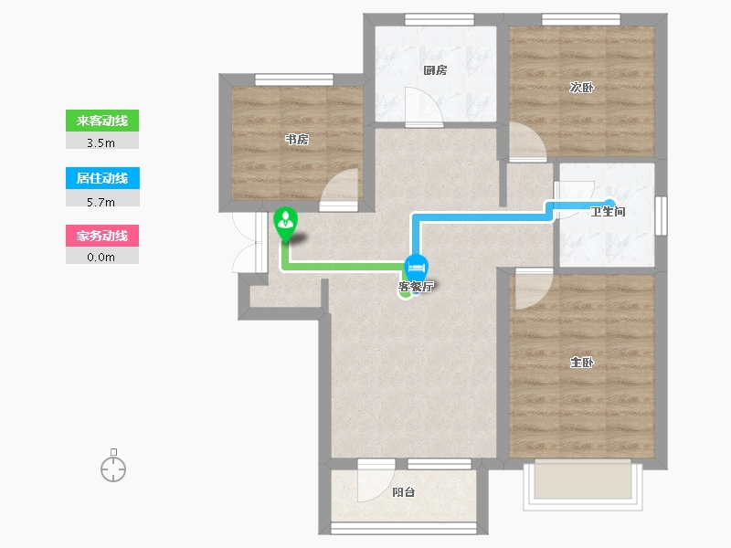 天津-天津市-天房北宁公元天博雅苑1号楼,2号楼建面106m²-67.04-户型库-动静线