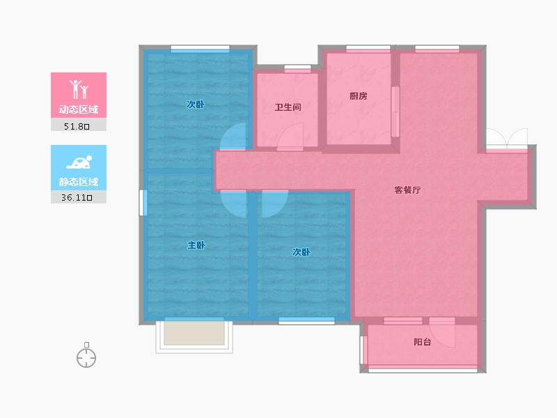 天津-天津市-天房北宁公元天博雅苑3号楼,建面118m²-77.93-户型库-动静分区