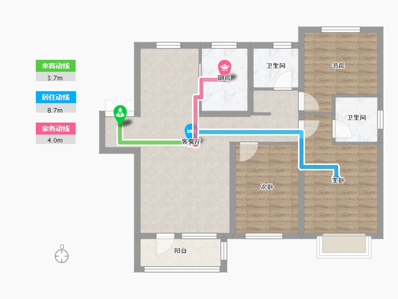 天津-天津市-天房北宁公元天博雅苑3号楼,建面129m²-85.08-户型库-动静线