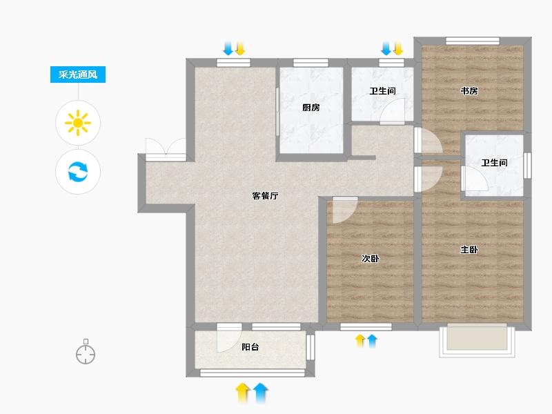 天津-天津市-天房北宁公元天博雅苑3号楼,建面129m²-85.08-户型库-采光通风