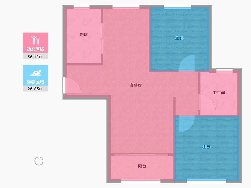 天津-天津市-新业御园10号楼,14号楼建面95m²-76.00-户型库-动静分区